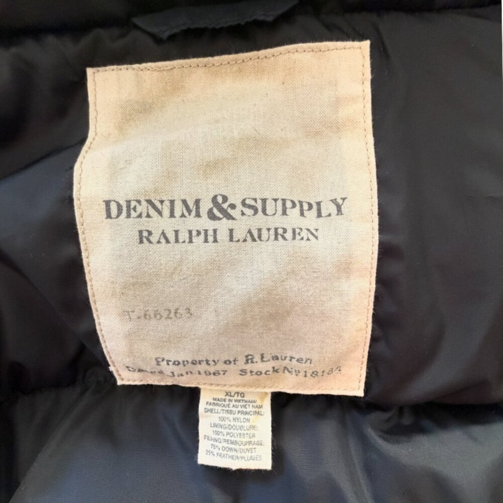 Ralph Lauren Denim & Supply Womens Black Down XL Puffer Jacket Hood warm rare - Picture 7 of 15